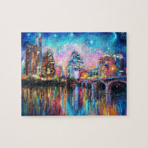 Quebra-cabeça Skyline de Austin em presentes da arte da