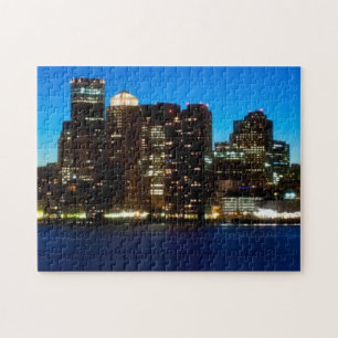 Quebra-cabeça Skyline de Boston com lua