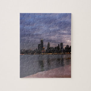 Quebra-cabeça Skyline de Chicago no crepúsculo