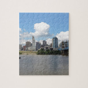 Quebra-cabeça Skyline de Cincinnati, Ohio com o Rio Ohio