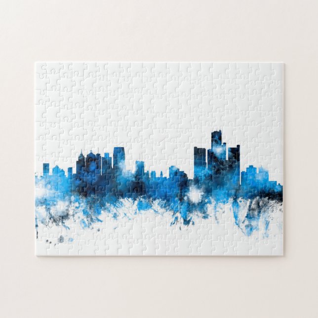 Quebra-cabeça Skyline de Detroit Michigan (Horizontal)
