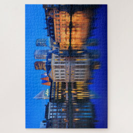 Quebra-cabeça Skyline de Haia na hora azul