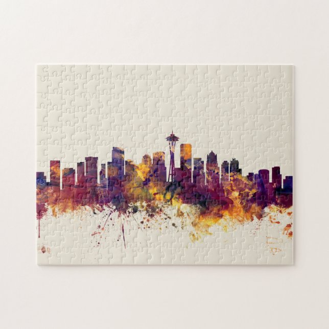 Quebra-cabeça Skyline de Seattle Washington (Horizontal)