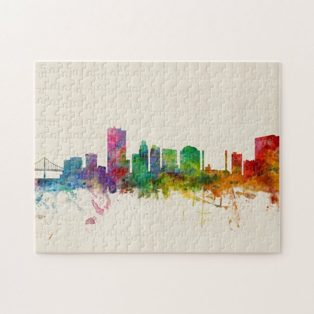Quebra-cabeça Skyline de Toledo Ohio (Horizontal)