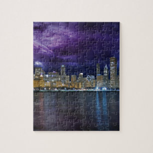 Quebra-cabeça Skyline do Spacey Chicago