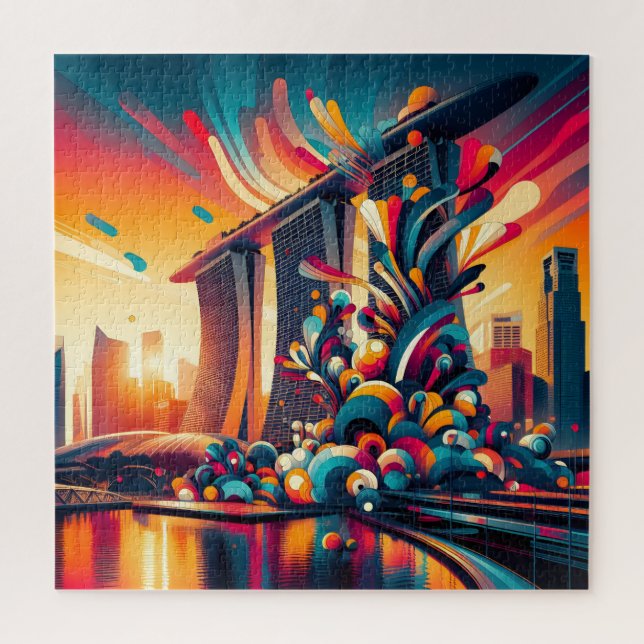 Quebra-cabeça Skyline Fantasy: Marina Bay, de Cingapura (Vertical)