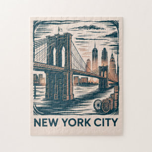 Quebra-cabeça Skyline Retroativo da Ponte do Nova Iorque Brookly