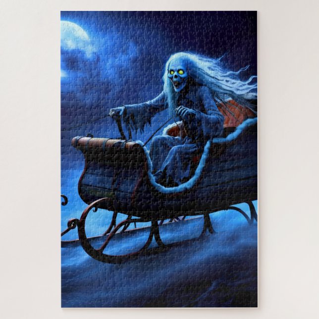 Quebra-cabeça Sleigh Ghoul assustador voa pelo céu! (Vertical)