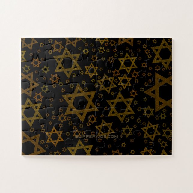 Quebra-cabeça SlipperyJoe's Estrela de David temática de Hanukka (Horizontal)