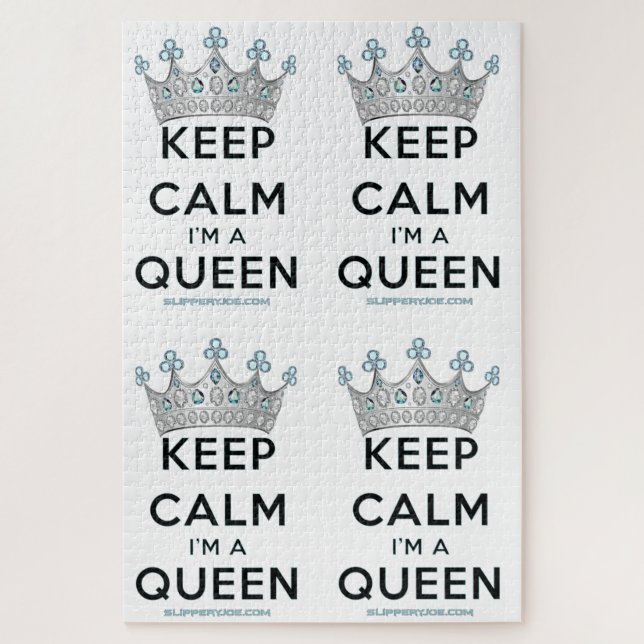Quebra-cabeça SlipperyJoe's keep calm rainha coroa de prata poli (Vertical)