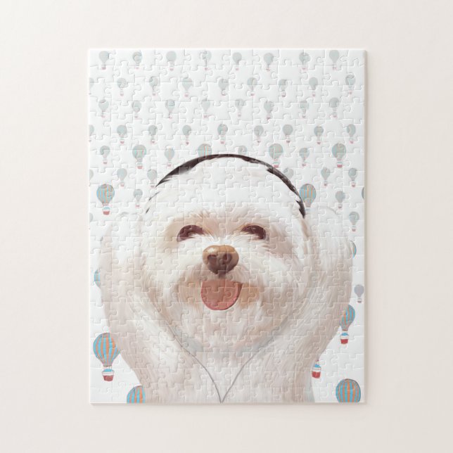 Quebra-cabeça Smile Dog ouvindo música com fone de ouvido (Vertical)