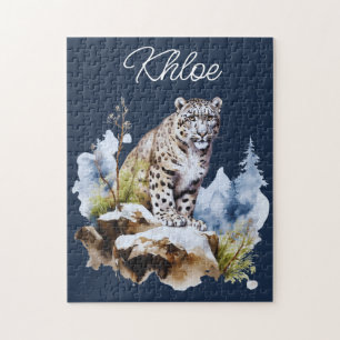 Quebra-cabeça Snow Leopard Winter Mountain Personalizada