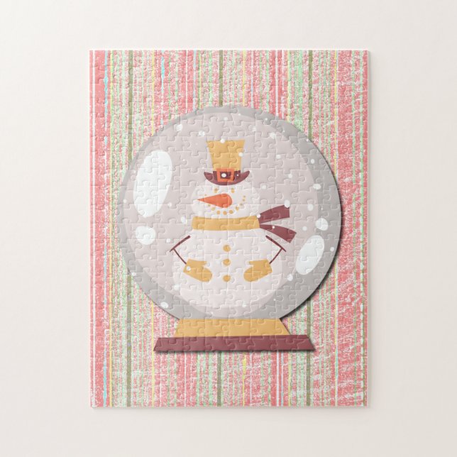 Quebra-cabeça Snowman Snow Globe Retro Puzzle Art (Vertical)