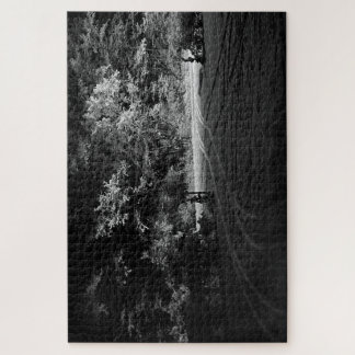 Quebra-cabeça Snowy Forest at Night - monochrome puzzle