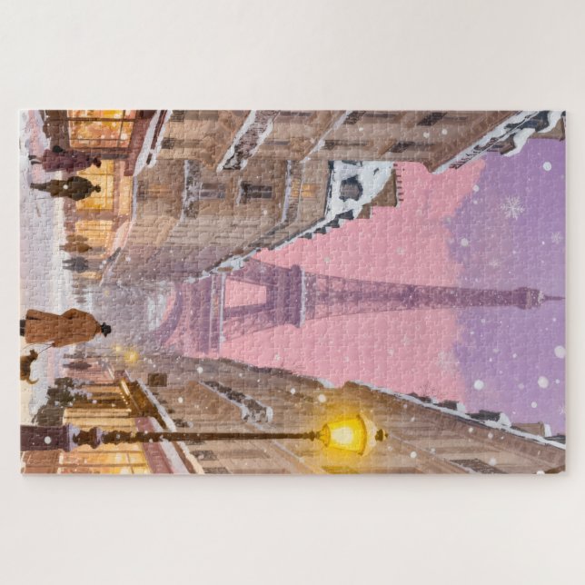 Quebra-cabeça Snowy Paris Dreams Winter City (Horizontal)