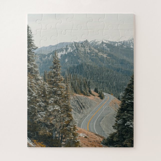 Quebra-cabeça Snowy Woods na autoestrada (Vertical)