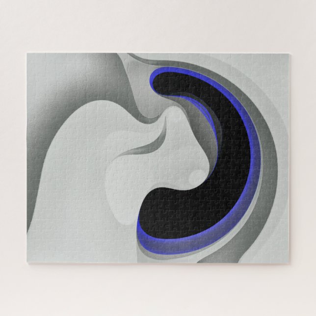 Quebra-cabeça Sob o Azul: Cinza Abstrato, Preto e Azul (Horizontal)