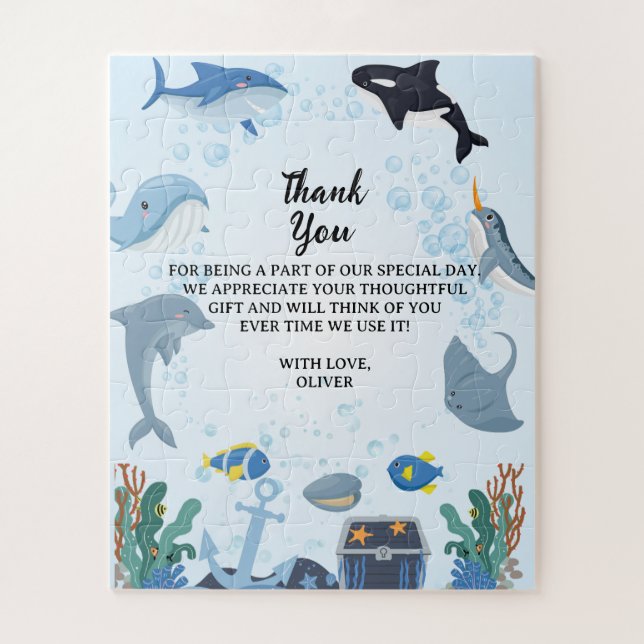 Quebra-cabeça Sob O Mar De Baleias De Tubarão-Golfinho, Presente (Vertical)