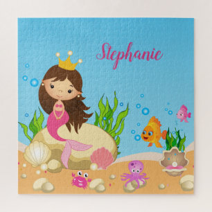 Quebra-cabeça Sob o nome personalizado de Sereia de Brunette de