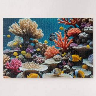 Quebra-cabeça Sob recife de coral de peixe no mar