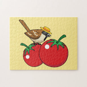 Quebra-cabeça Sobreposição Orgânica Comendo Tomate Vermelho