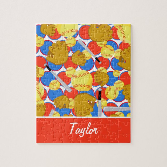 Quebra-cabeça Softball colorido (Vertical)