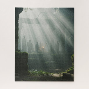 Quebra-cabeça Sol brilha no templo místico antigo