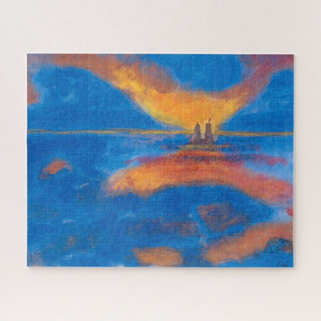 Quebra-cabeça Sol no mar | Emil Nolde | (Horizontal)