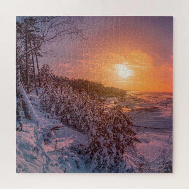 Quebra-cabeça Sol sobre a costa da neve (Horizontal)