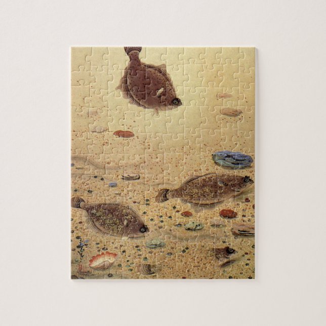 Quebra-cabeça Solhas ou Peixes Chatos, Vida Marinha Oceânica Vin (Vertical)