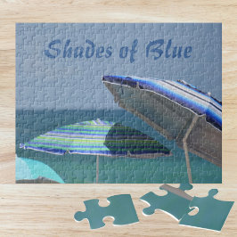 Quebra-cabeça Sombras de Praia de Sombras de Azul Personalizávei