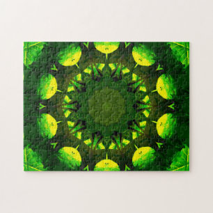 Quebra-cabeça Sombras de Verde Mandala Art