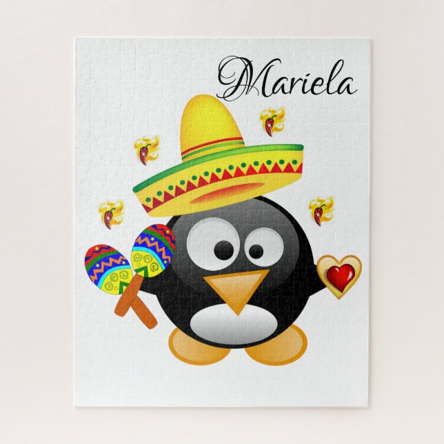 Quebra-cabeça Sombrero Penguin Hearts Happy Namora (Vertical)