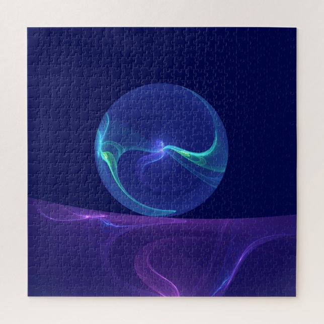 Quebra-cabeça Sonho Abstrato de Arte Fractal Roxo Azul Luminoso (Vertical)