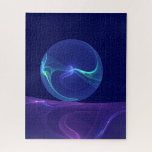 Quebra-cabeça Sonho Abstrato de Arte Fractal Roxo Azul Luminoso