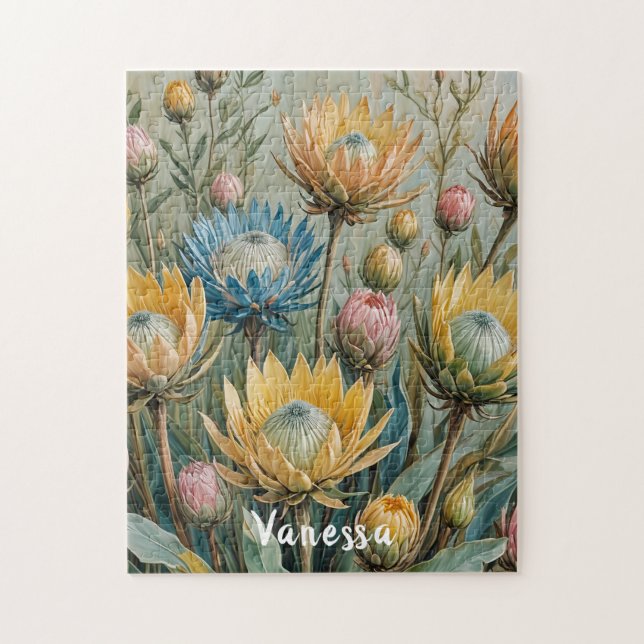 Quebra-cabeça Sonho com Protea Pastel: Floral Elegante (Vertical)