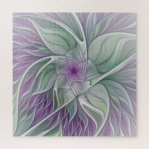 Quebra-cabeça Sonho de Flor, Arte Fractal Verde Abstrato púrpura