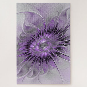 Quebra-cabeça Sonho de Flor de Lavanda Arte Fractal Abstrato Mod