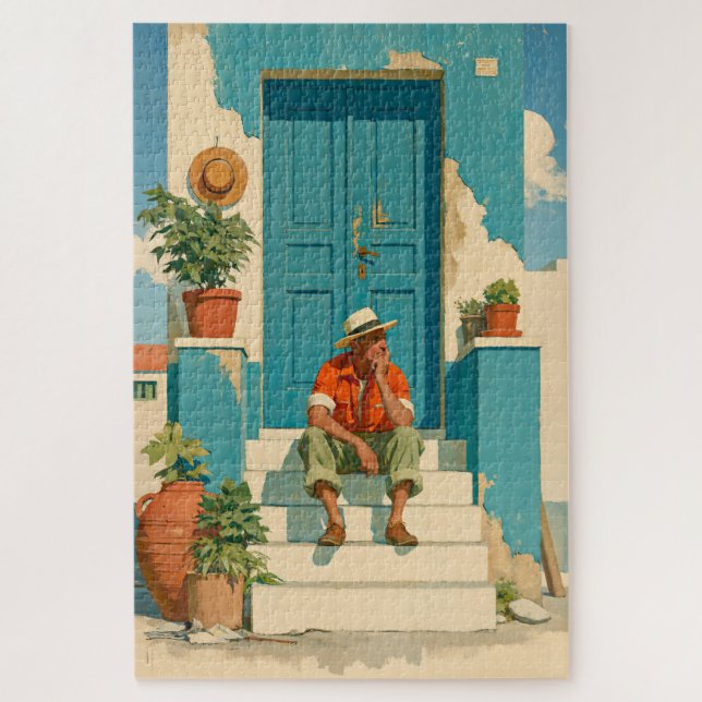 Quebra-cabeça Sonho de Porta Azul Mediterrâneo (Vertical)