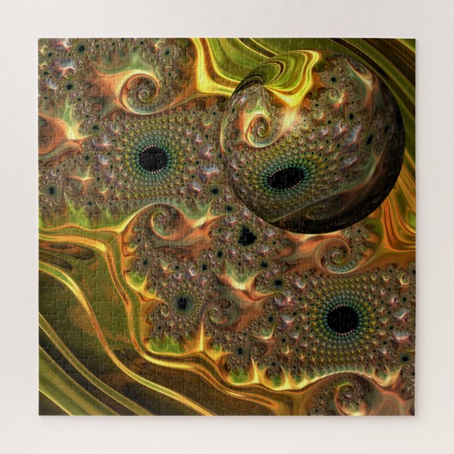 Quebra-cabeça Sonho Fractal Ouro Líquido (Vertical)