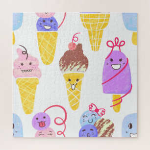 Quebra-cabeça Sorvetes Kawaii, um padrão bonito e perfeito.