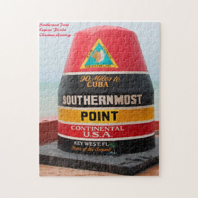 Quebra-cabeça Southern Most Point Florida. Cartões de natal (Vertical)