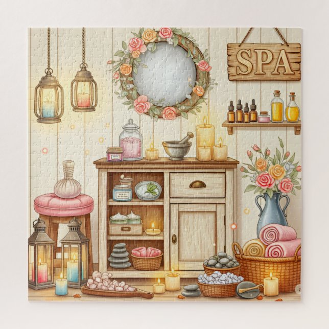 Quebra-cabeça Spa Cabinet Cozy Self-Care Scene Relaxing (Vertical)