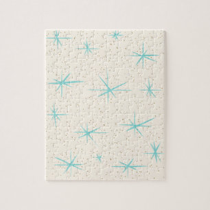 Quebra-cabeça Space Age Turquoise Starbursts Puzzle