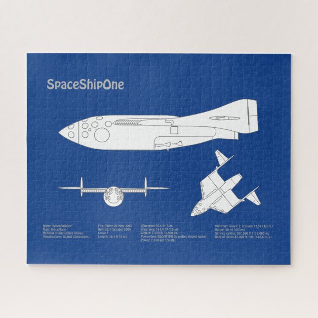 Quebra-cabeça SpaceShipOne - Planos de Blueprint do avião ABD (Horizontal)