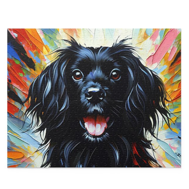 Quebra-cabeça Spaniel da Picardia: Arte em Acrílico de Cão de Ca (Black Picardy Spaniel: Gift for French Gundog Acrylic Art Lovers)