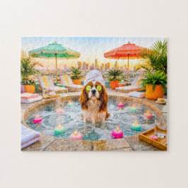 Quebra-cabeça Spaniel na piscina de bem-estar