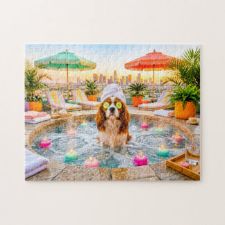 Quebra-cabeça Spaniel na piscina de bem-estar
