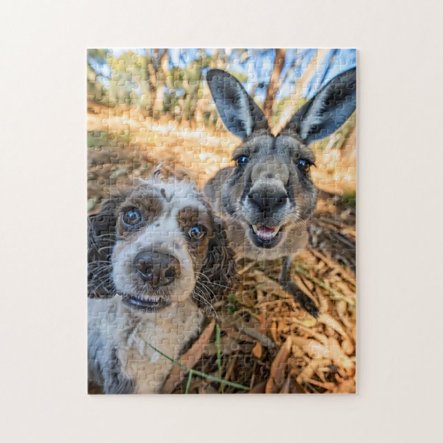 Quebra-cabeça Spaniel Selfie Com Canguru (Vertical)