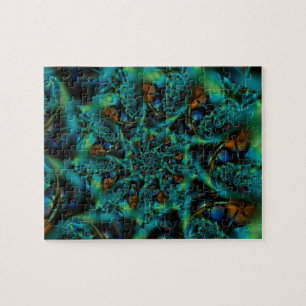 Quebra-cabeça Spike Arte Fractal Azul e Verde